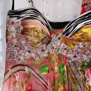 Alberto Makali Floral Beaded Dress